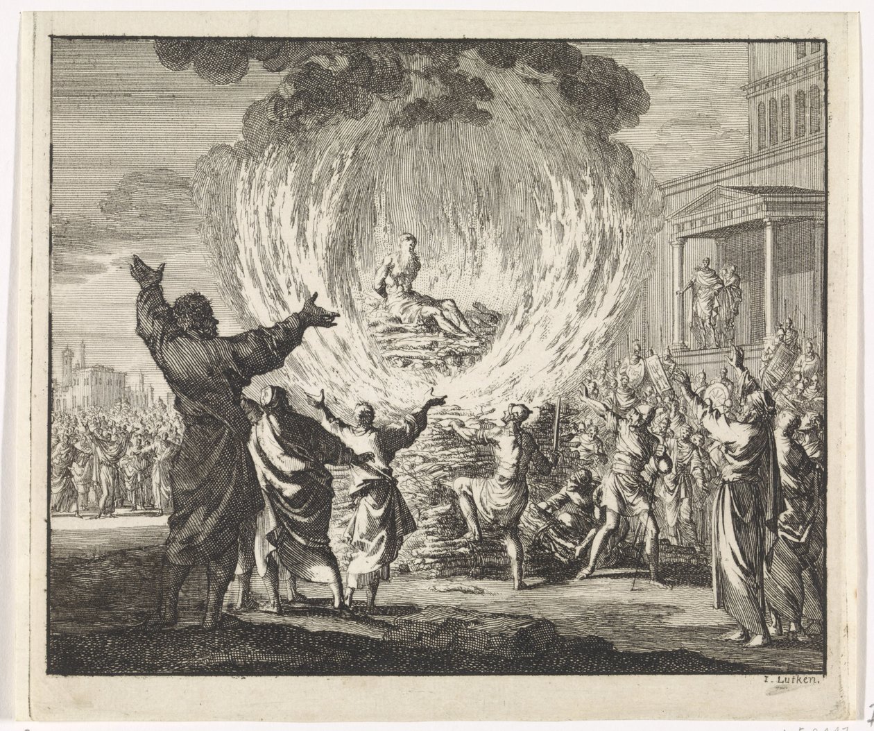 St. Polycarp is Set on a Pyre but the Flames Do Not Burn Him by Jan Luyken