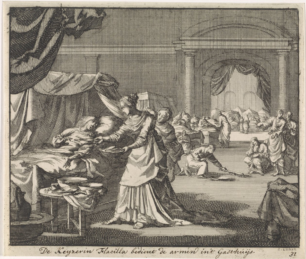 Holy Empress Flaccilla Nursing the Poor and Sick by Jan Luyken