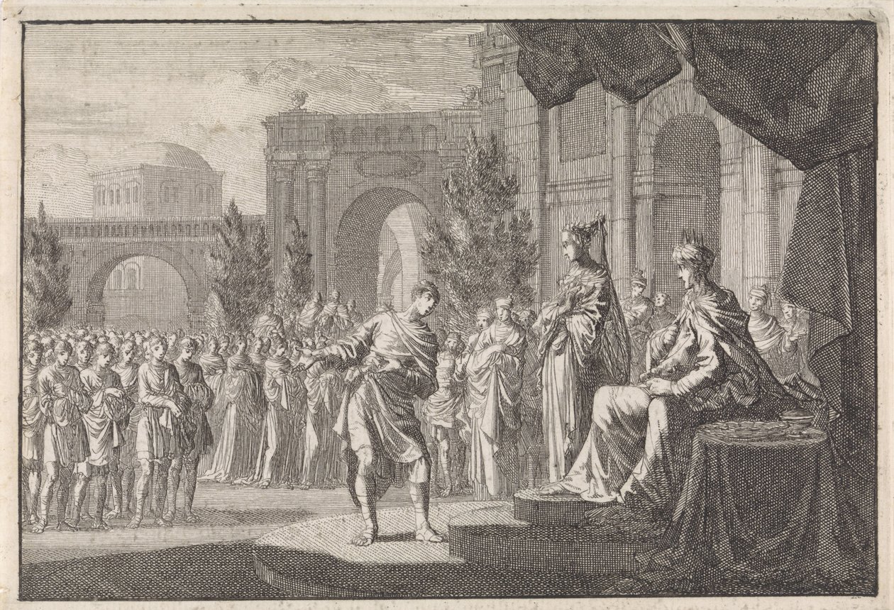 Hyrcanus before the Throne of Ptolemy Philadelphus by Jan Luyken