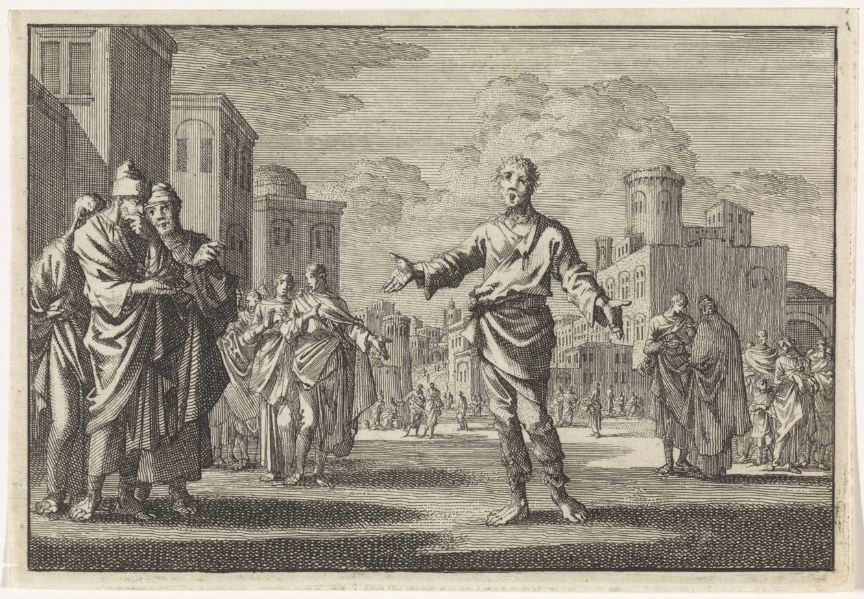 Jesus, Son of Ananus, Walks Through the Streets of Jerusalem by Jan Luyken