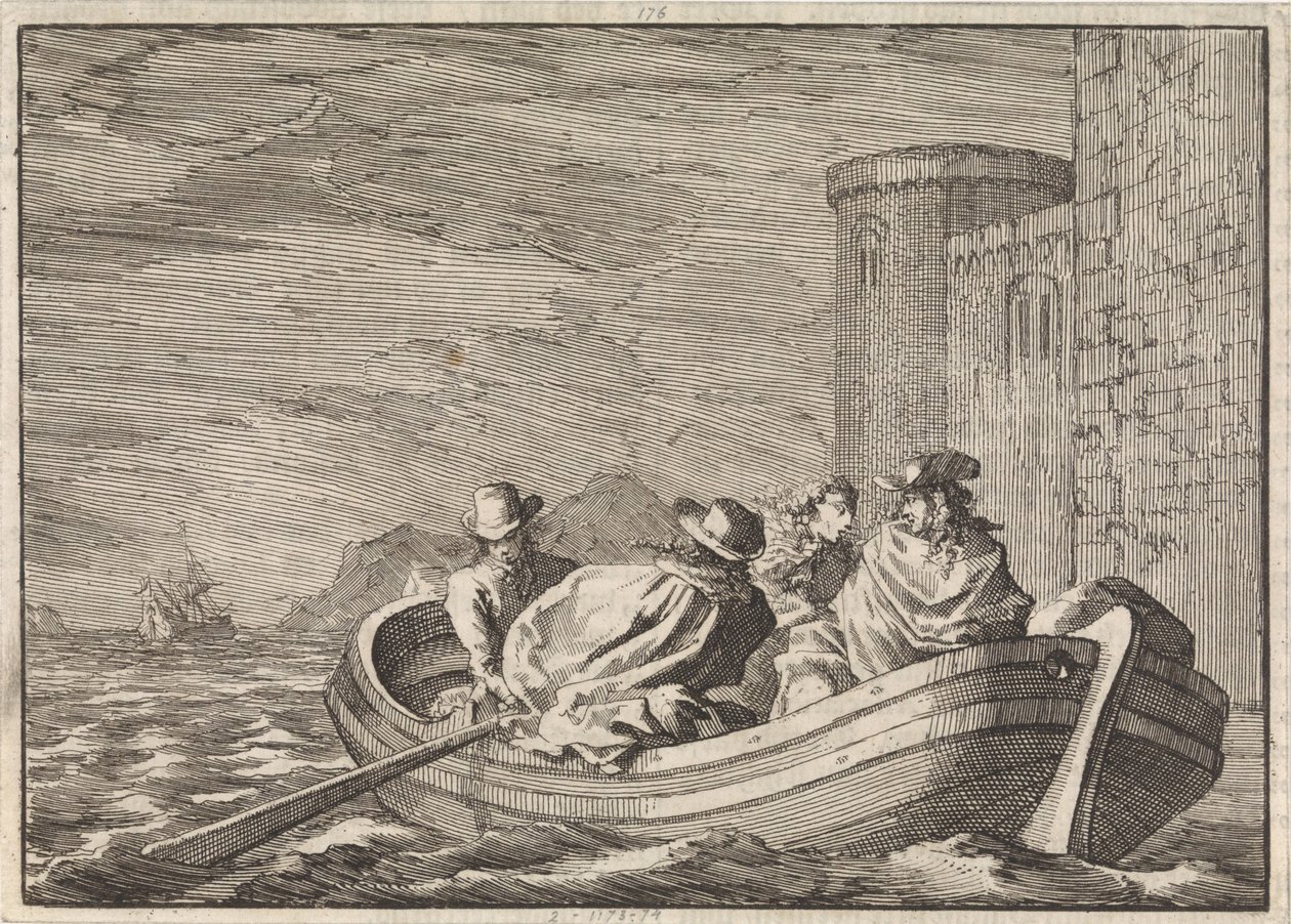 King James II Flees by Night in a Rowboat, 1688 by Jan Luyken
