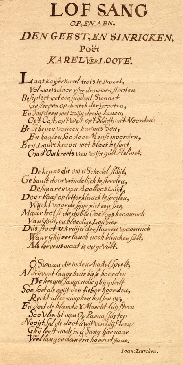 Praise to and about the Spirit and Mindful Poet Karel Verloove by Jan Luyken