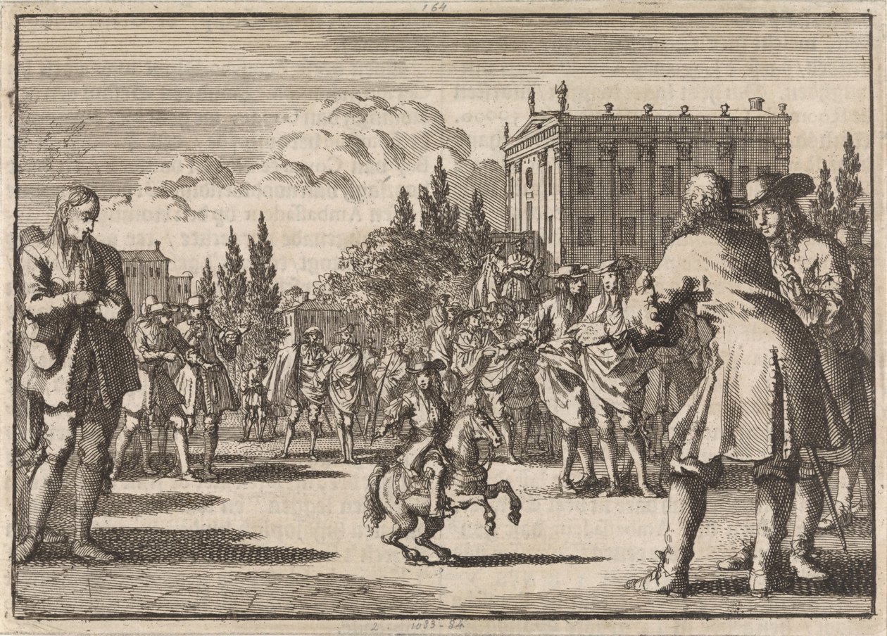 A Crowd Gathered Around Louisillo, the Dwarf of the King of Spain, in a Square in Madrid, 1675 by Jan Luyken