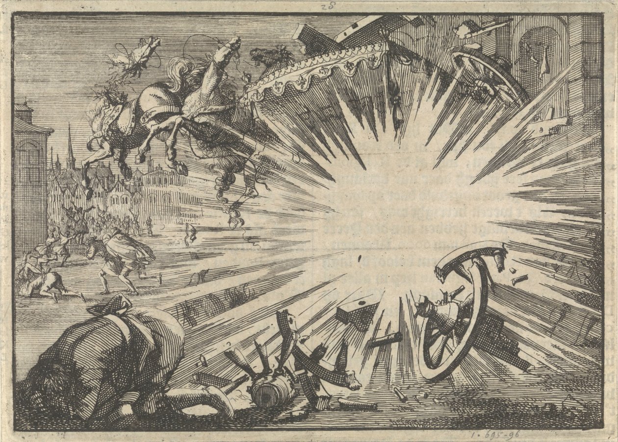 Carriage and Horses of King Louis XIII Destroyed by an Infernal Machine, ca. 1625 by Jan Luyken