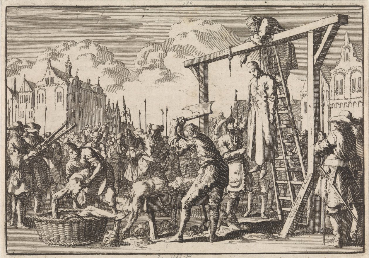 In London, the Jesuit William Ireland is Hanged and John Grove is Quartered for a Planned Regicide, 1679 by Jan Luyken