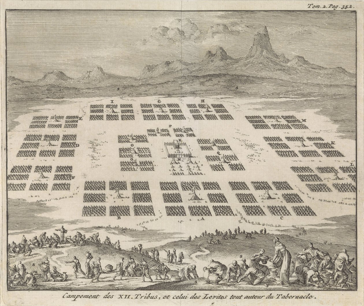 Tent Camps of the Twelve Tribes of Israel Arranged Around the Tabernacle by Jan Luyken