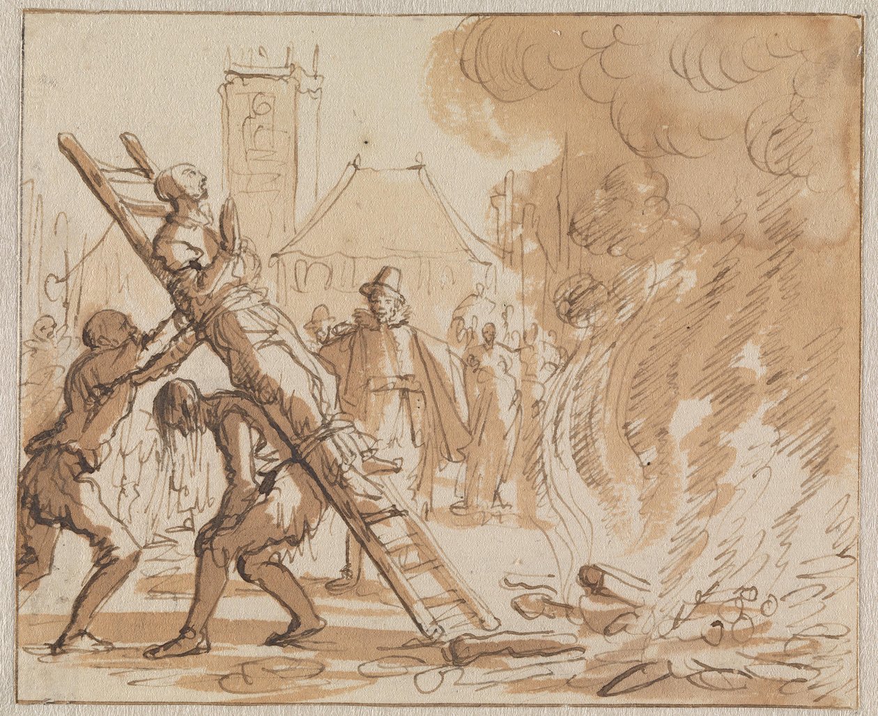 Execution of Anneken Heyndriks on Dam Square in Amsterdam in 1571 by Jan Luyken