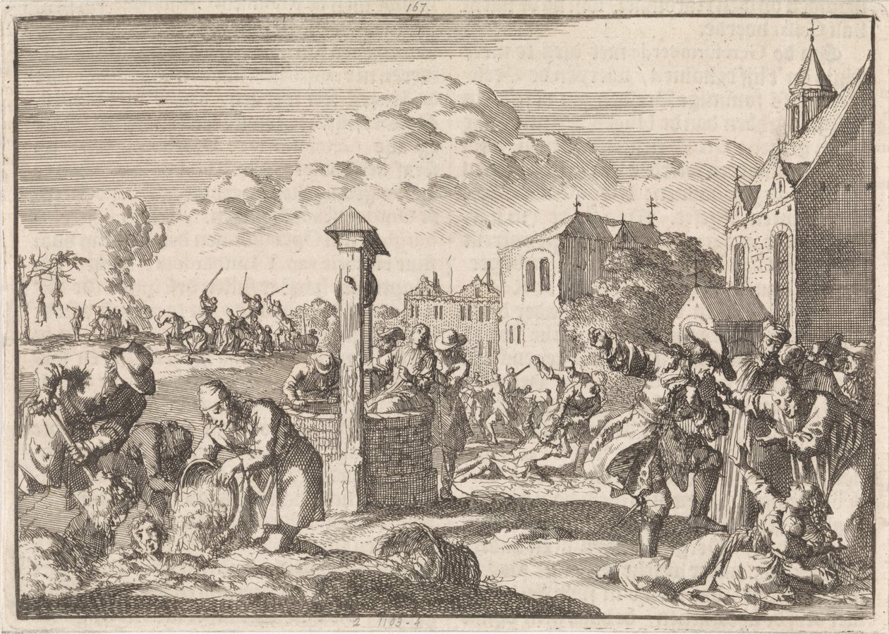 Persecution of Protestants by Marsaut in Niort, 1682 by Jan Luyken