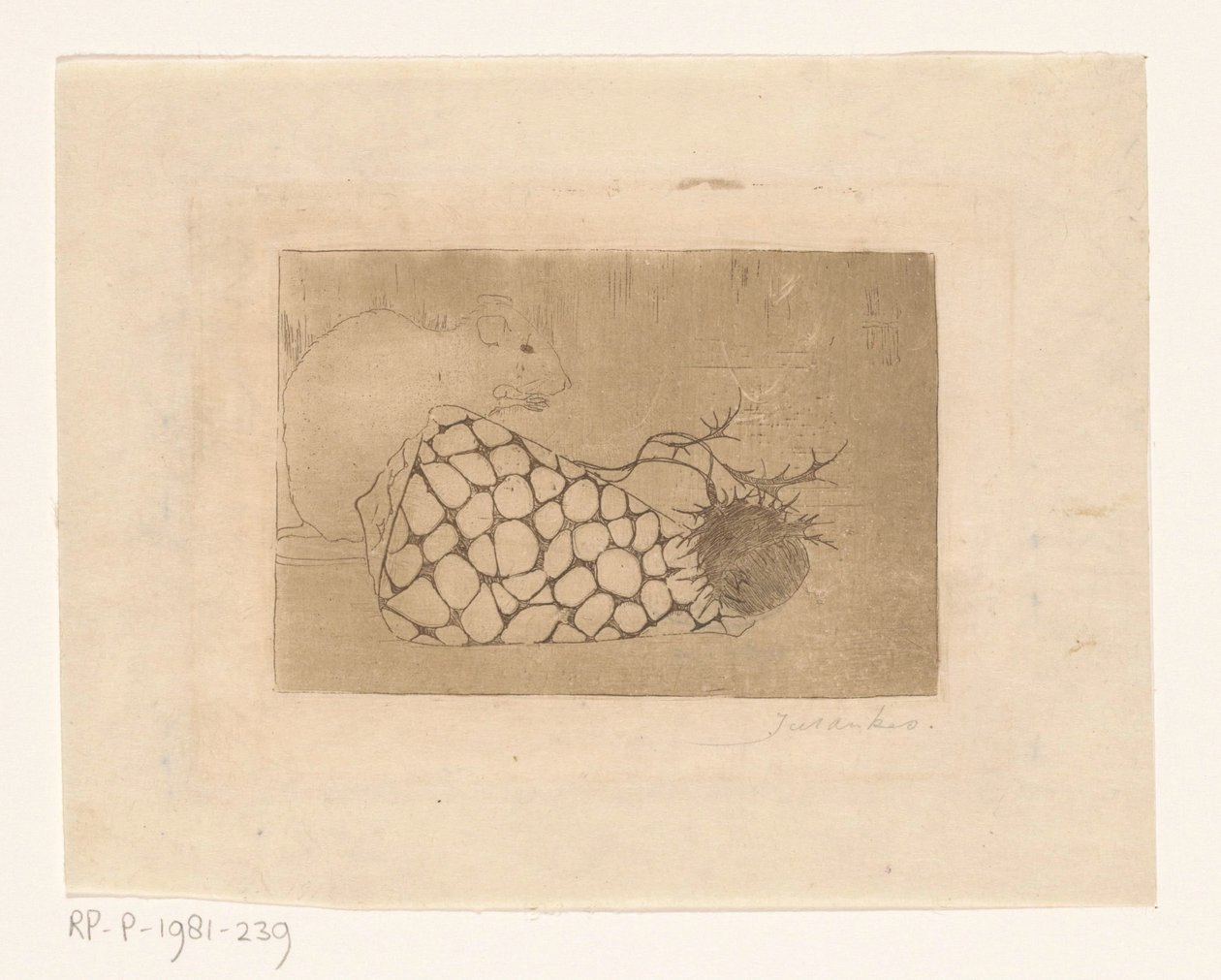 Mouse, Shell, and Thistle by Jan Mankes (signed by artist)