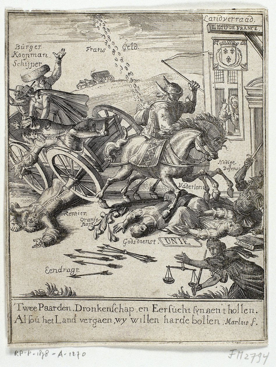 Satirical Print on the Alleged Pro-French Sentiment of Amsterdam, 1690 by Jan Marlois