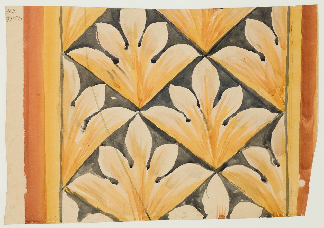 Frieze with palmette motifs enclosed in diagonal grids. Cartoon for the polychromy of St. Mary