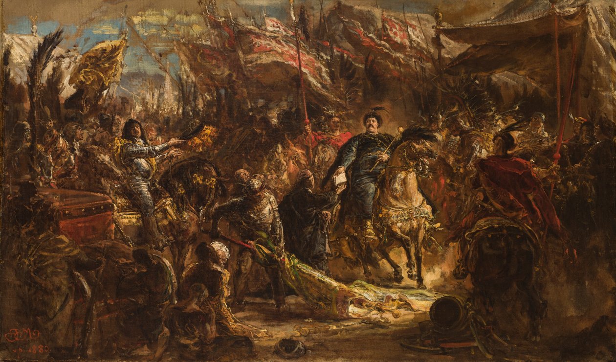 Jan III Sobieski Handing Canon Denhoff a Letter to the Pope with News of Victory over the Turks at Vienna in 1683 by Jan Matejko