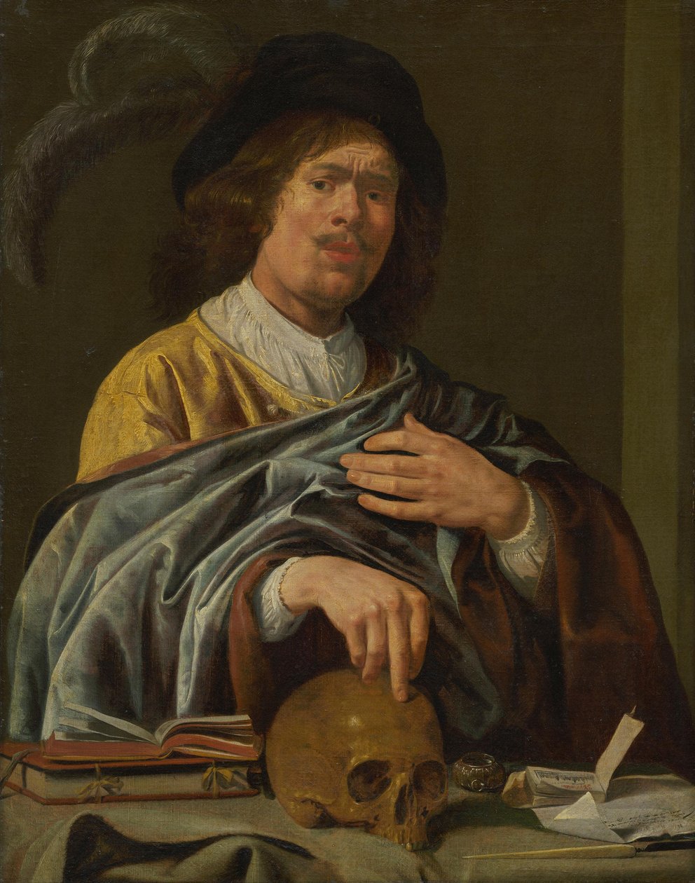 Self-Portrait with Skull by Jan Miense Molenaer