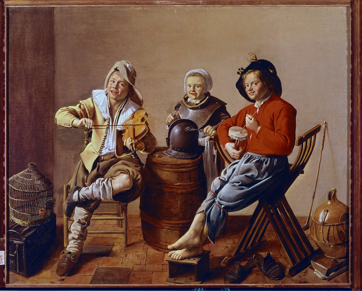 Two Boys and a Girl Making Music by Jan Miense Molenaer