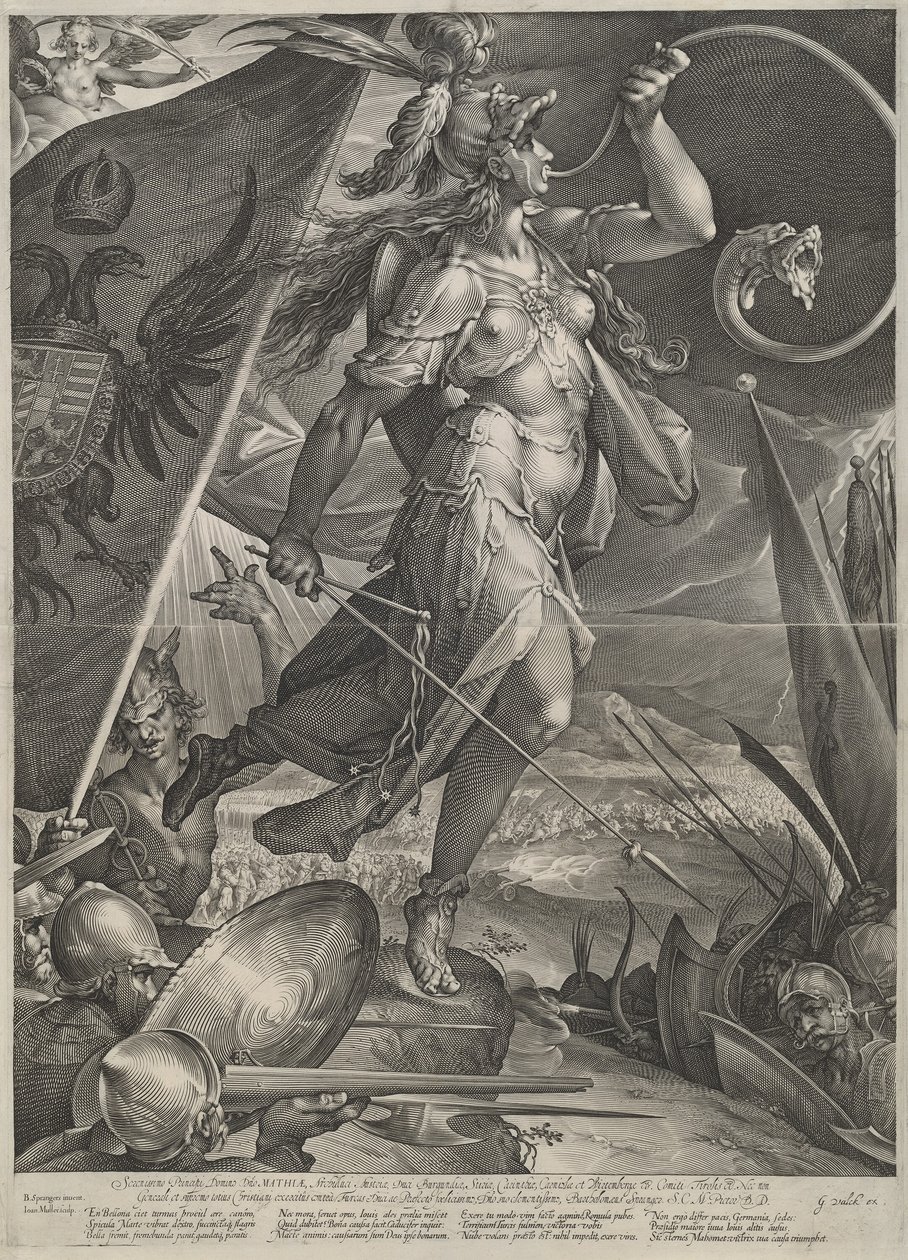 Bellona Leading the Imperial Armies Against the Turks by Jan Muller after Bartholomaeus Spranger
