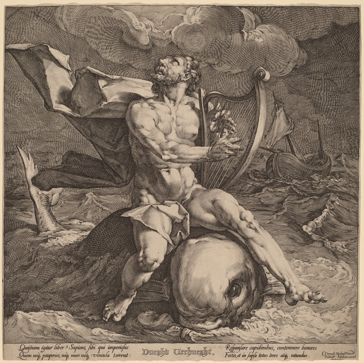 Arion on a Dolphin by Jan Muller, after Cornelis Cornelisz van Haarlem