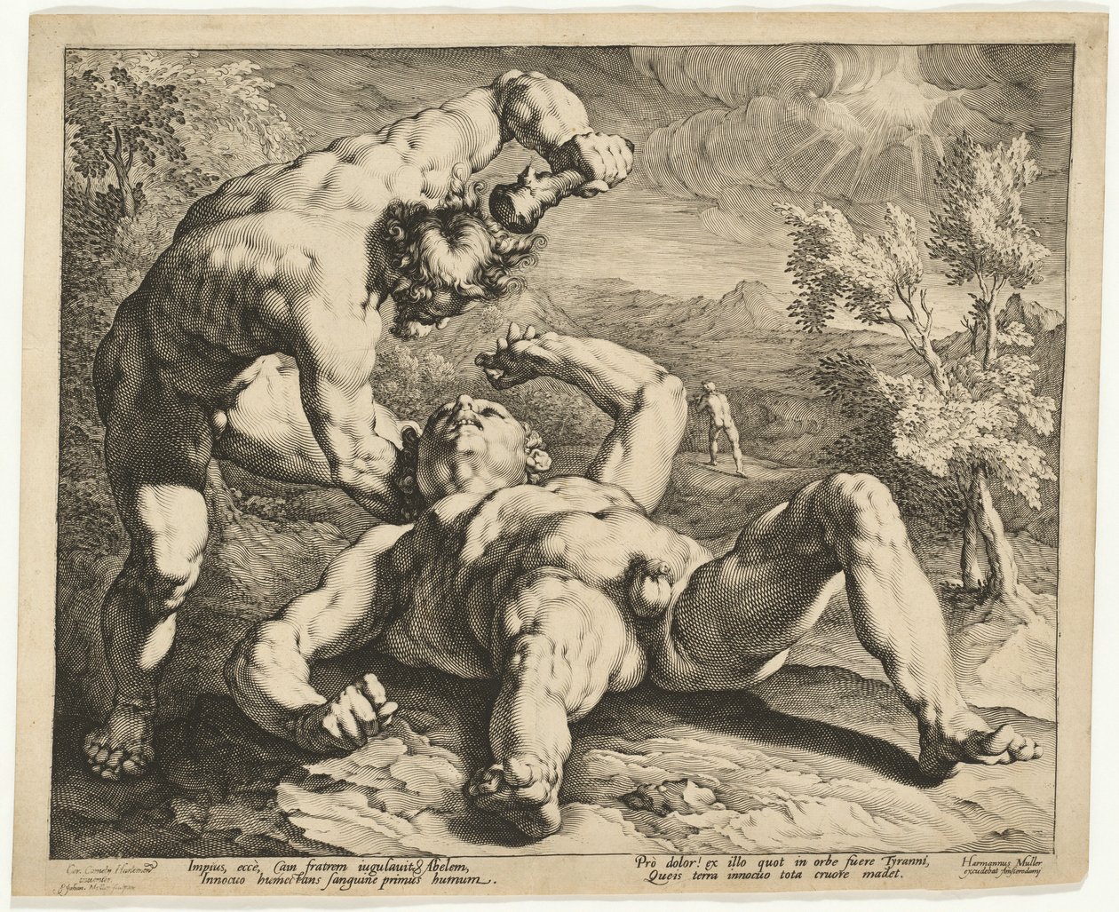 Cain Killing Abel by Jan Muller, after Cornelis Cornelisz van Haarlem