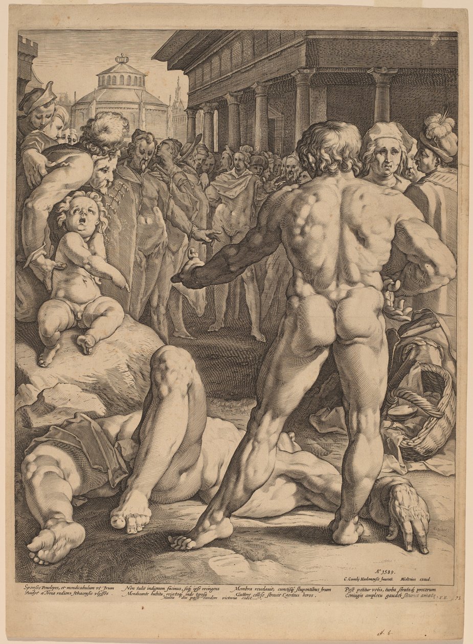 The Fight between Ulysses and Irus by Jan Muller, after Cornelis Cornelisz van Haarlem