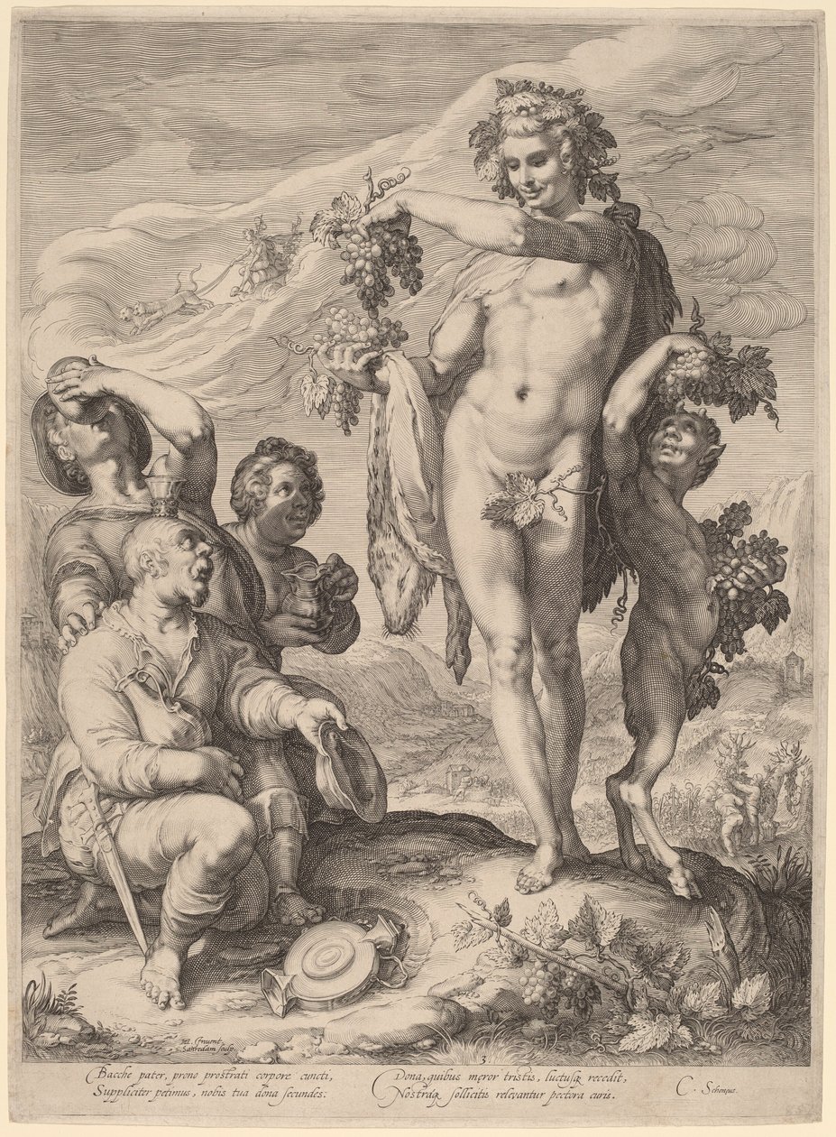 The Cult of Bacchus by Jan Pietersz Saenredam, after Hendrik Goltzius