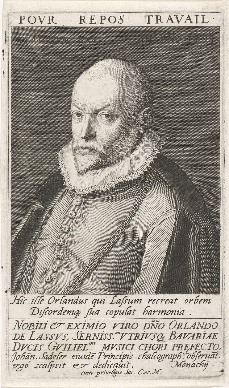 Portrait of the Composer Orlando di Lasso 1532-1594, 1593 by Jan Sadeler