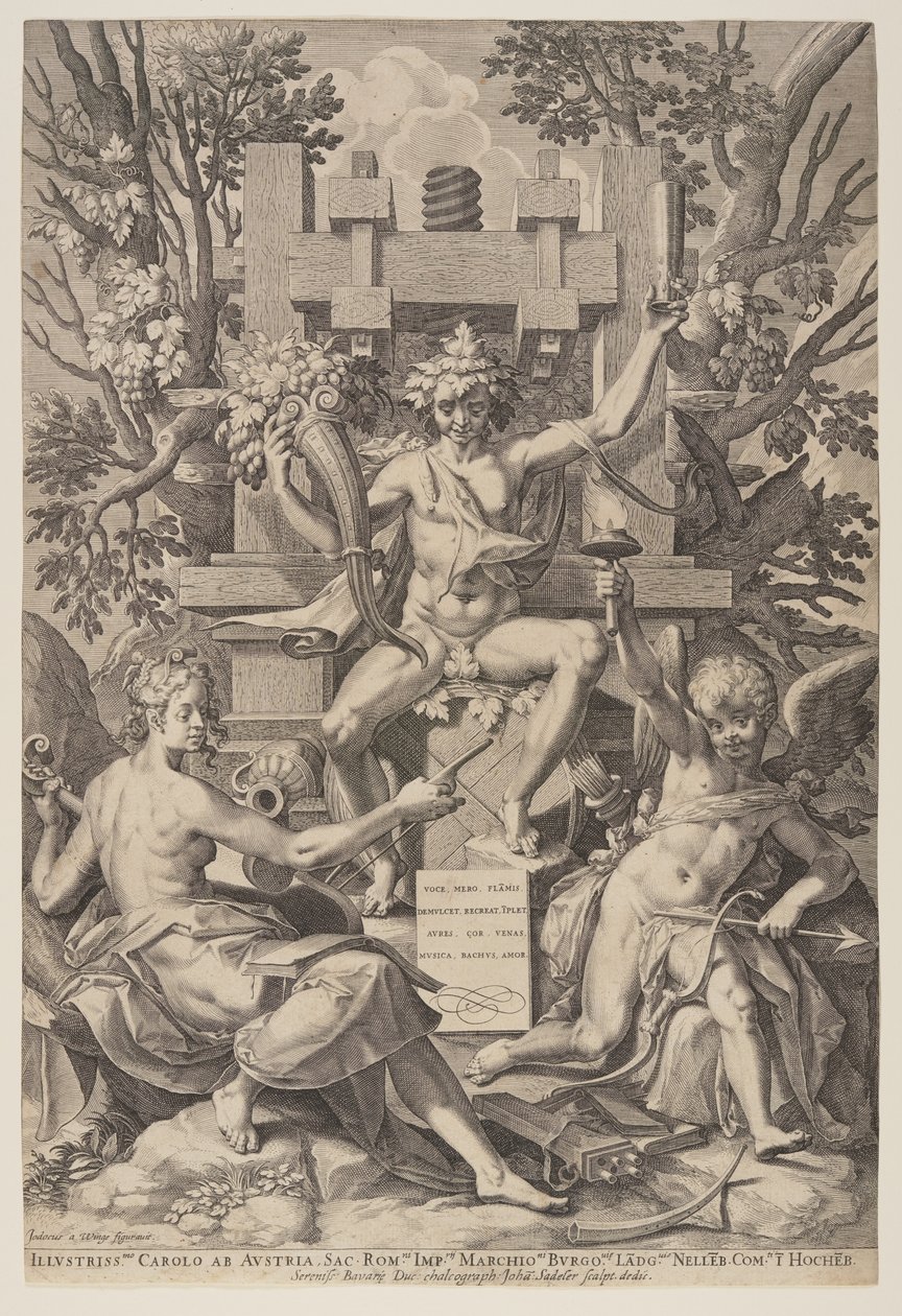Bacchus Seated on a Barrel by Jan Sadeler I