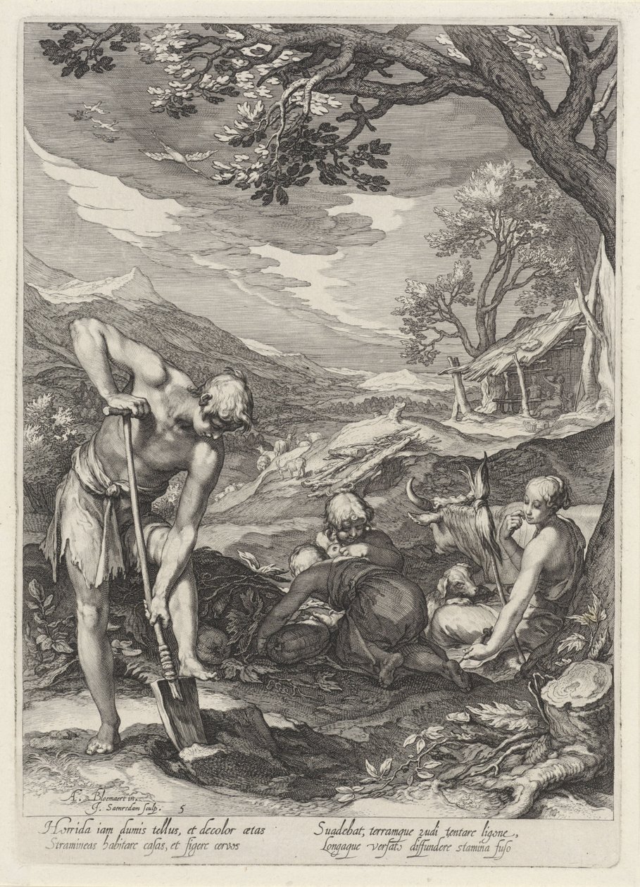 Adam and Eve Working Outside the Earthly Paradise by Jan Saenredam