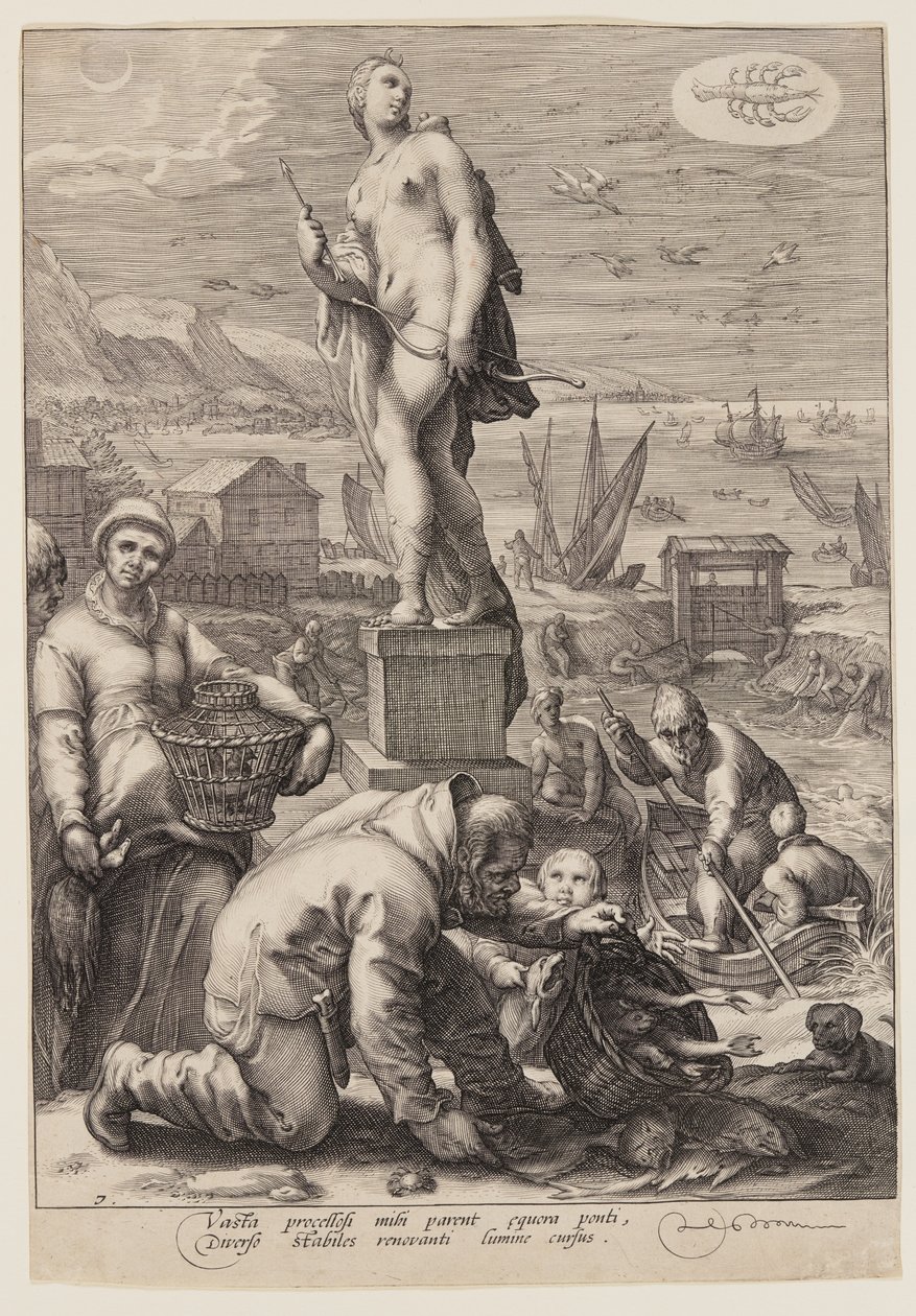 Diana Presiding over Navigation and Fishing, from Seven Planetary Gods by Jan Saenredam