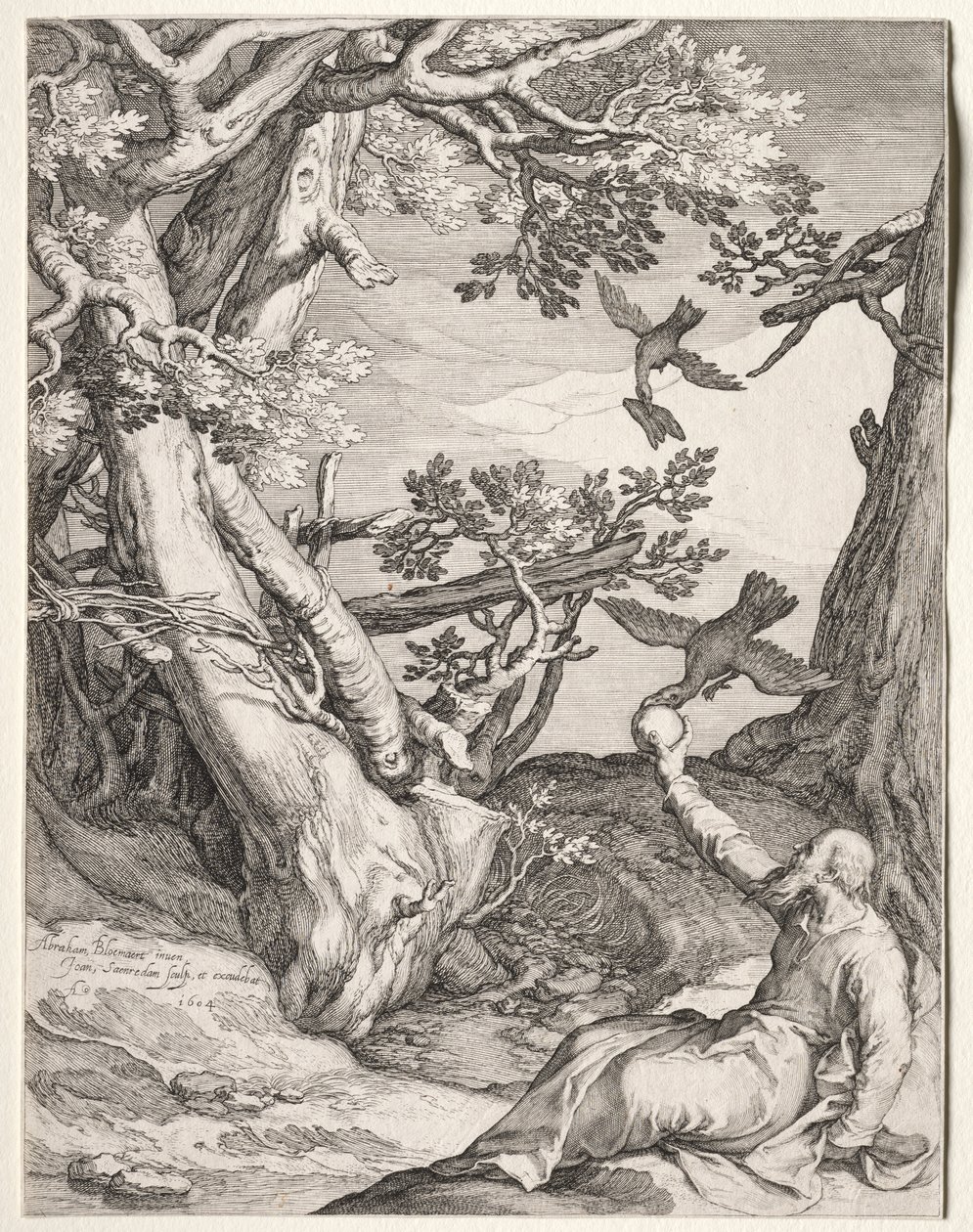 Elijah in the Wilderness Fed by Ravens by Jan Saenredam