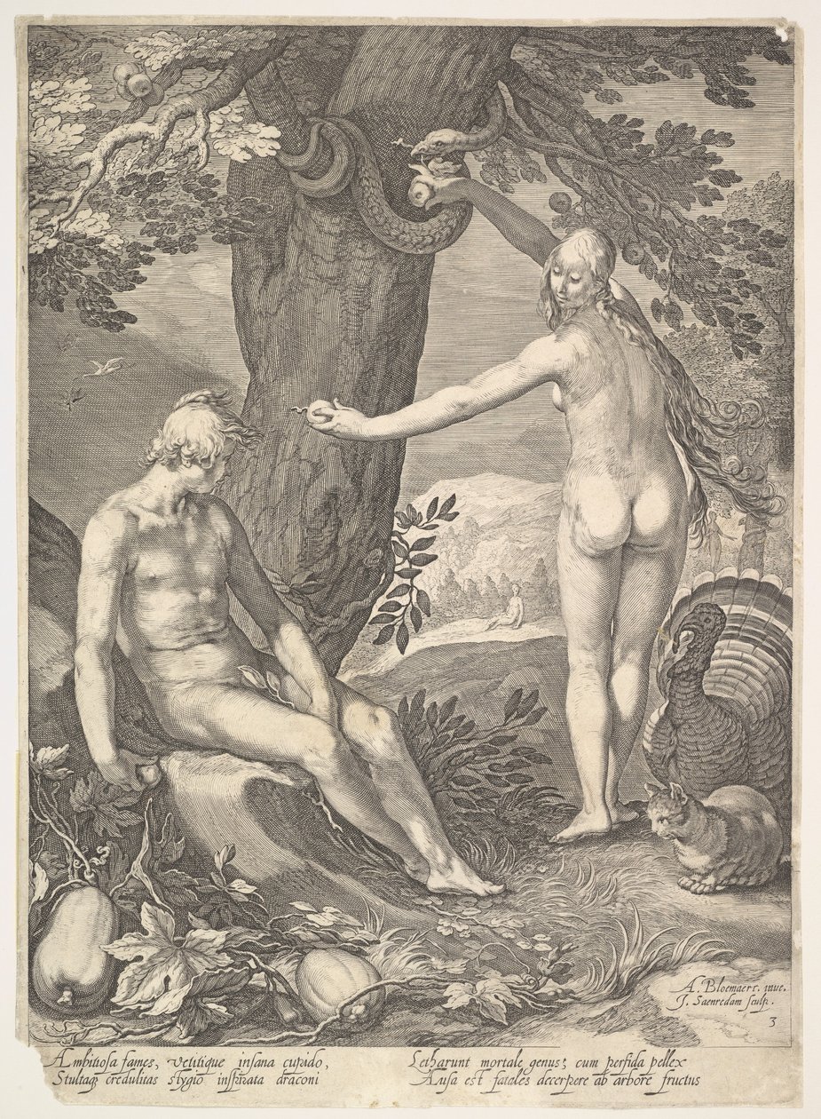 Eve Giving Adam the Forbidden Fruit by Jan Saenredam