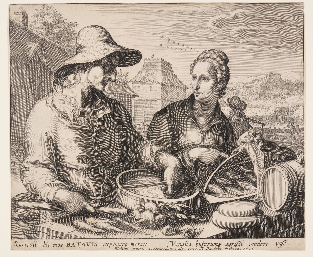 Farmer and His Wife at Market by Jan Saenredam