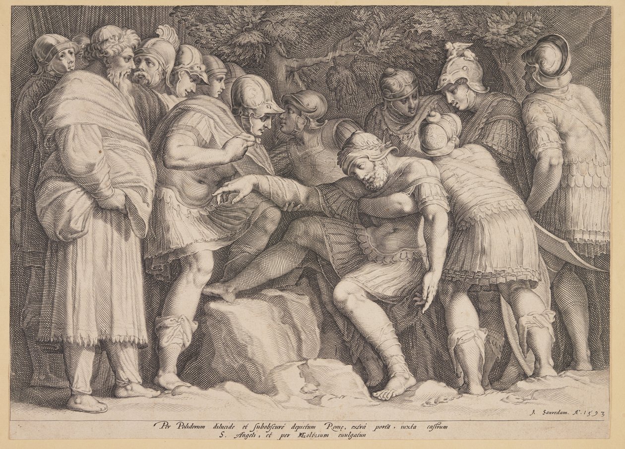 The Wounded Scipio Carried from Battle by his Sons by Jan Saenredam