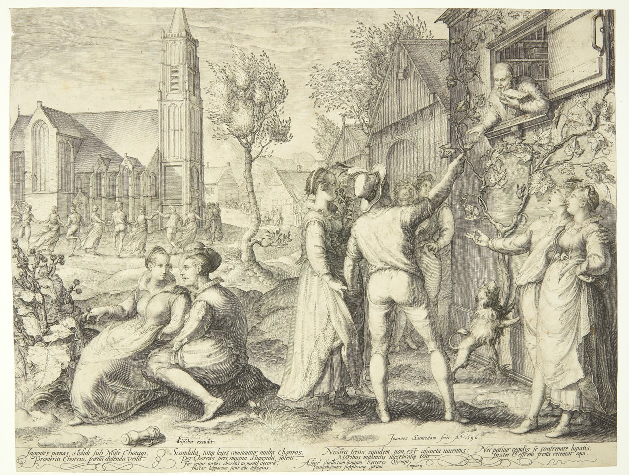 Young Couple Having Fun and Refusing Advice from a Scholar by Jan Saenredam