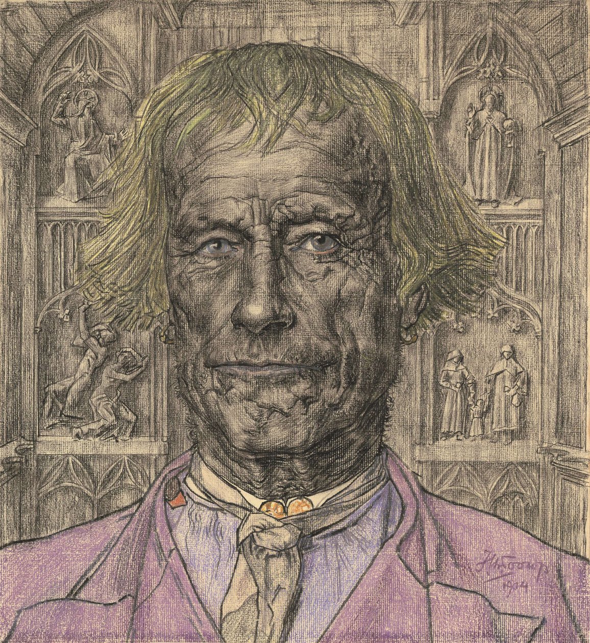 Portrait of an Old Peasant in Front of a Cathedral, 1904 by Jan Toorop