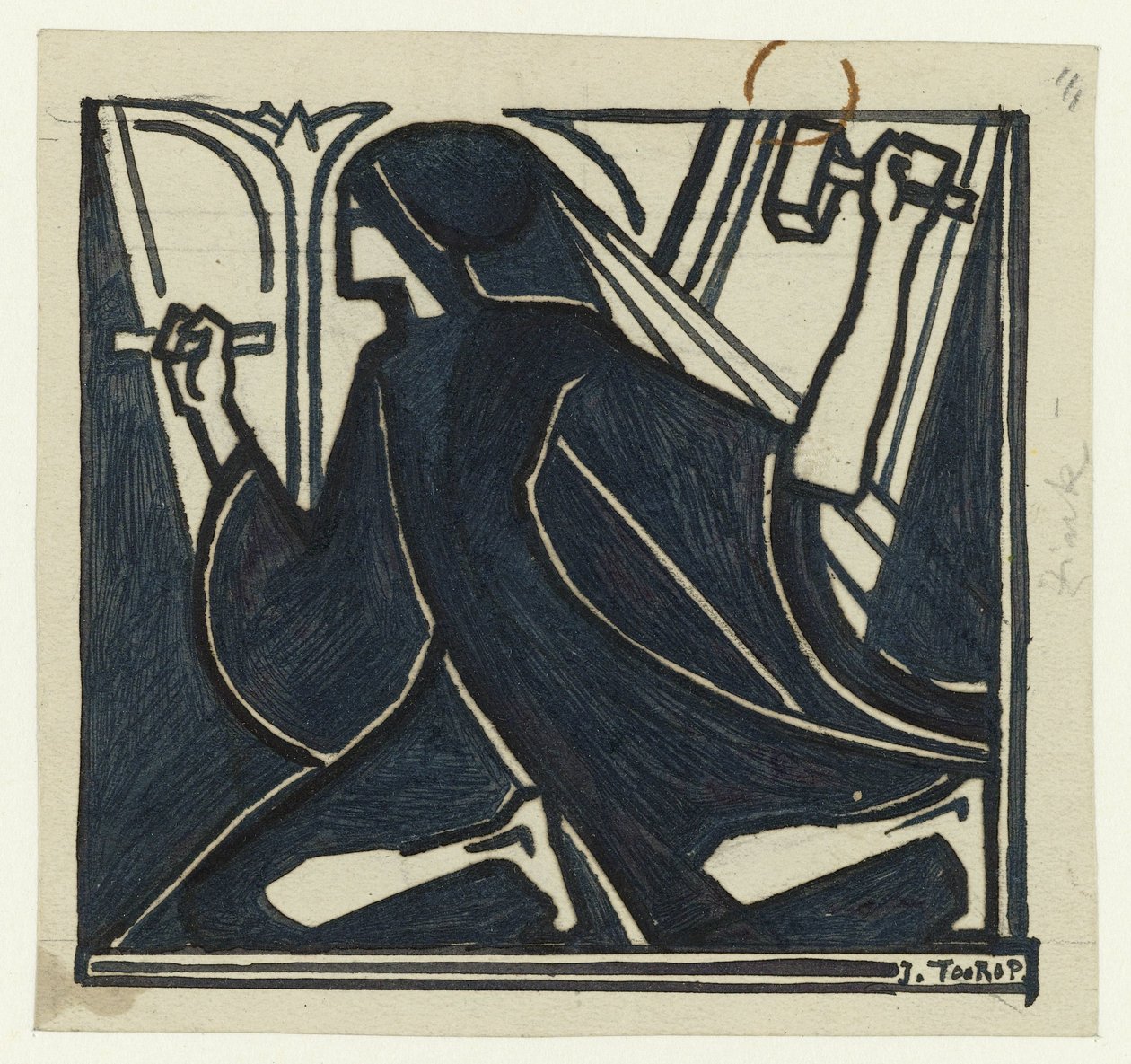 Kneeling Figure with Hammer and Chisel by Jan Toorop (signed by artist)