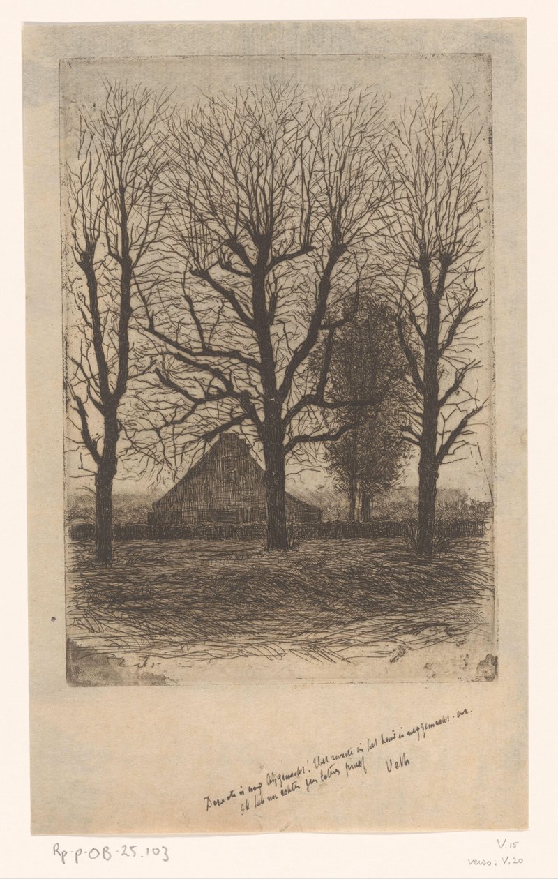 Farm Between Tall Trees, Ewijkshoeve by Jan Veth (signed by artist)