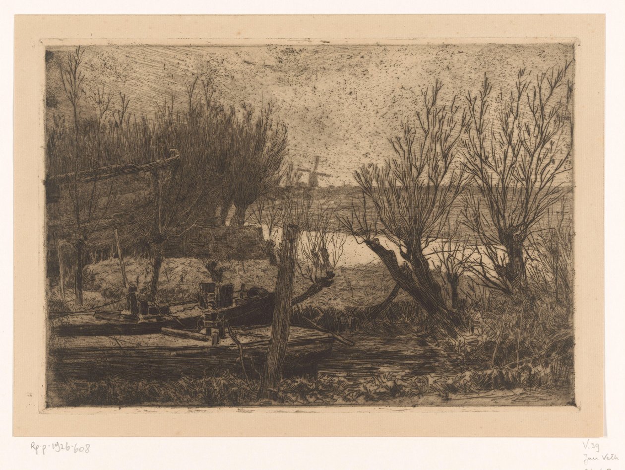 Landscape with Boats in a Ditch near a Canal by Jan Veth