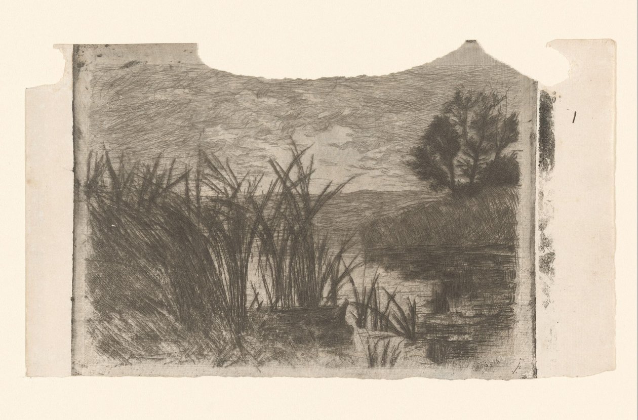 Landscape with Water, Reeds, and Rowboat by Jan Veth