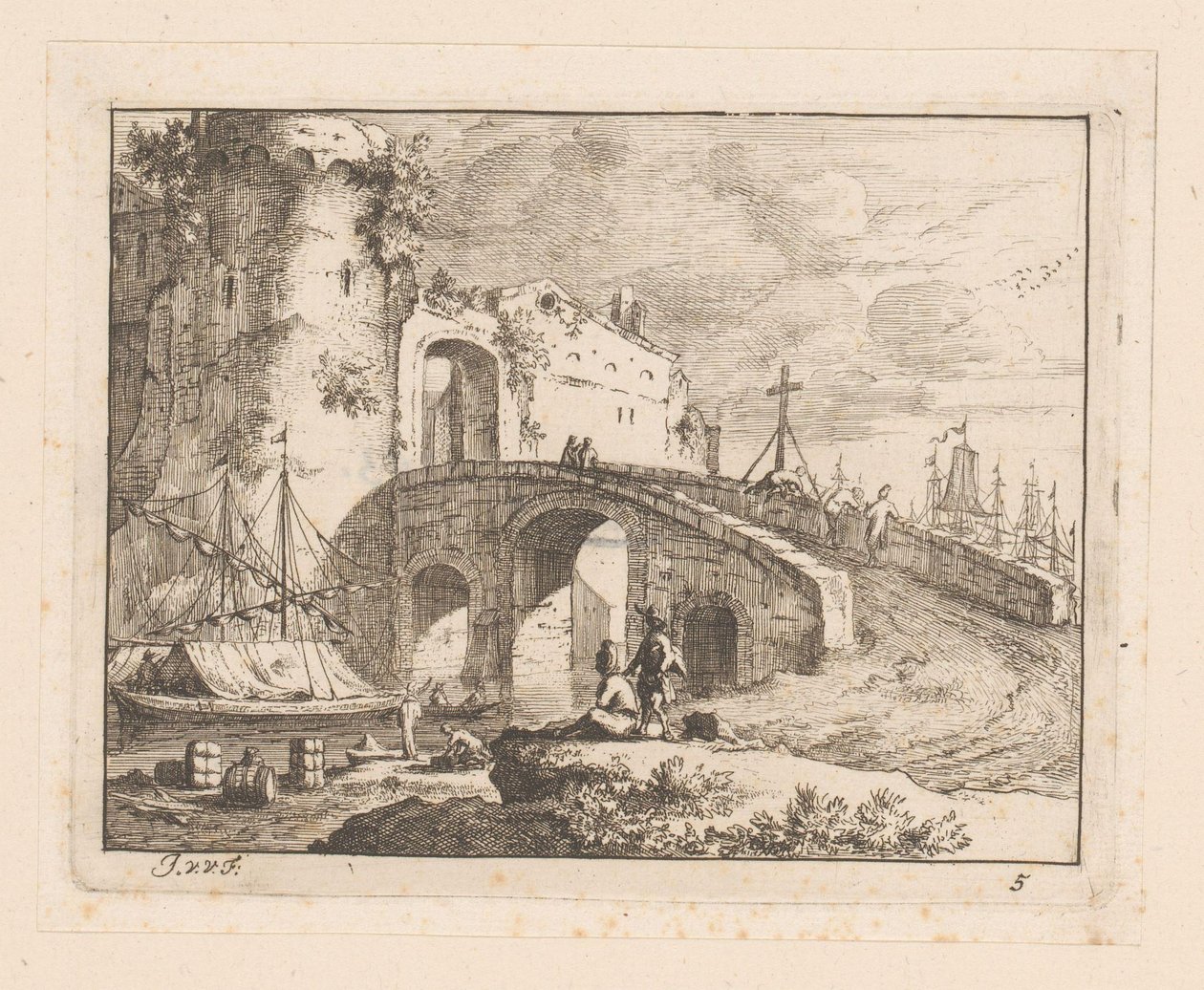 City Gate at an Italian Harbor by Jan Vincentsz. van der Vinne