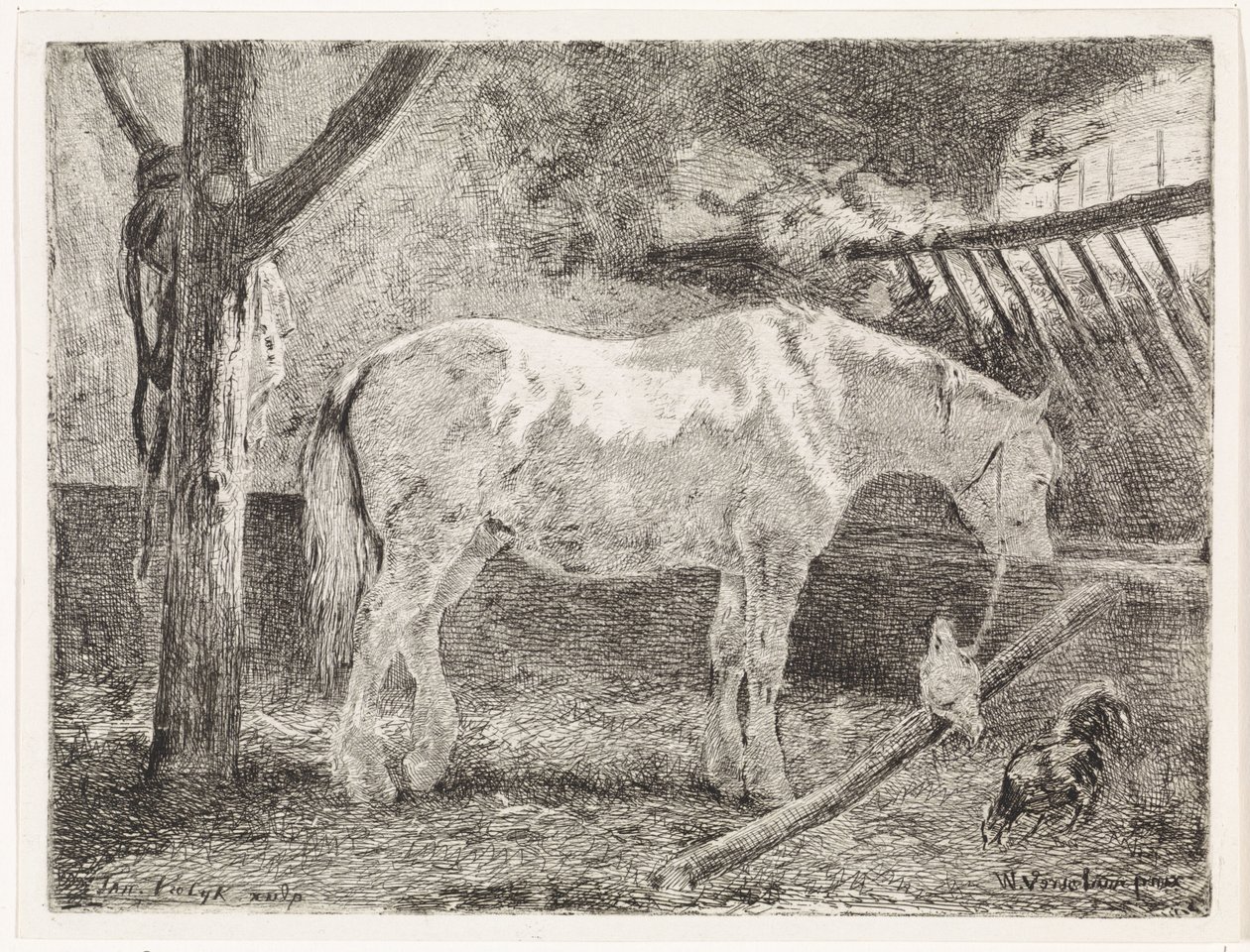 Horse in Stable by Johannes Martinus Vrolijk