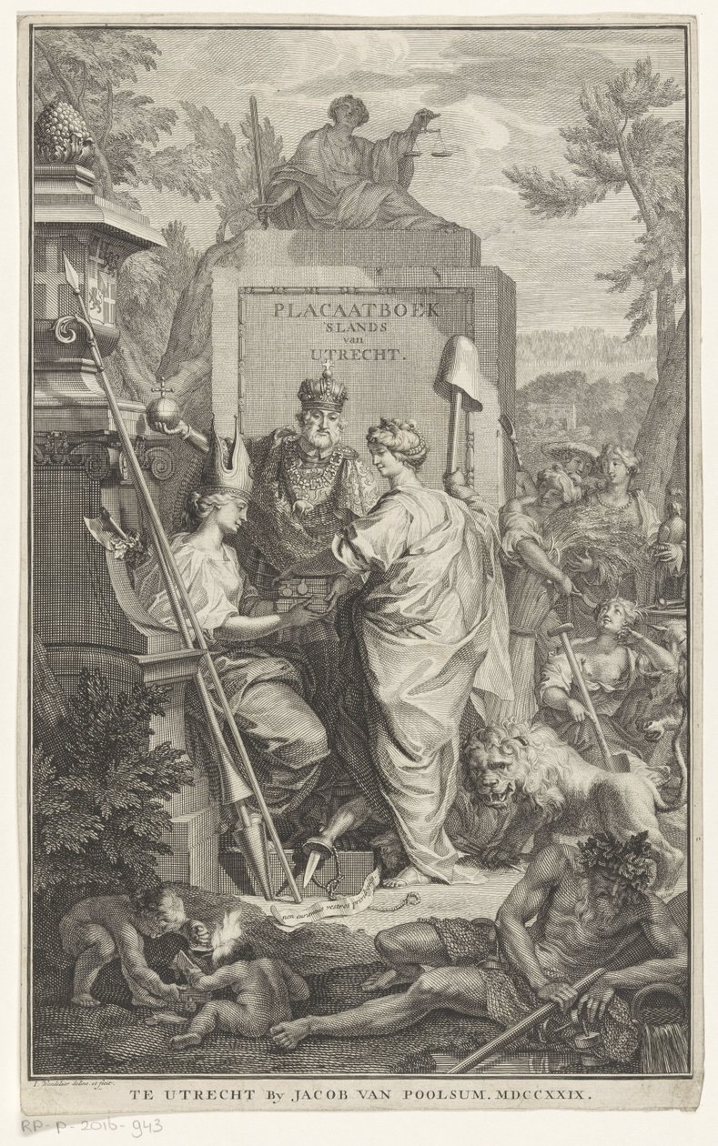 Allegorical Representation with the Foundation of Utrecht (Title Page for: Johan van de Water, Placaatboek, 1729) by Jan Wandelaar