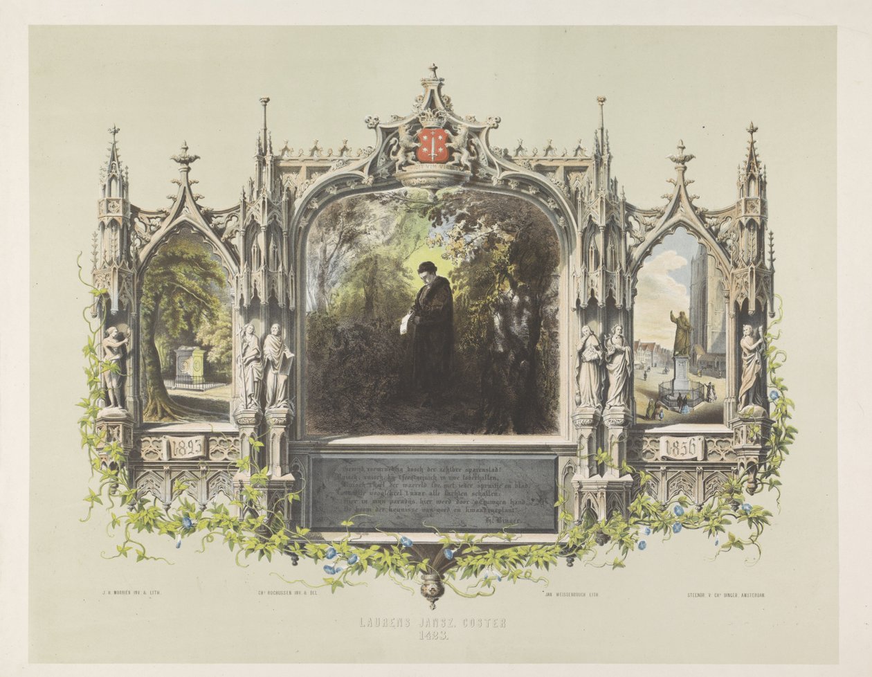 Commemorative Plaque for Laurens Coster at the Festivities for the Unveiling of the Statue in Haarlem, 1856 by Jan Weissenbruch