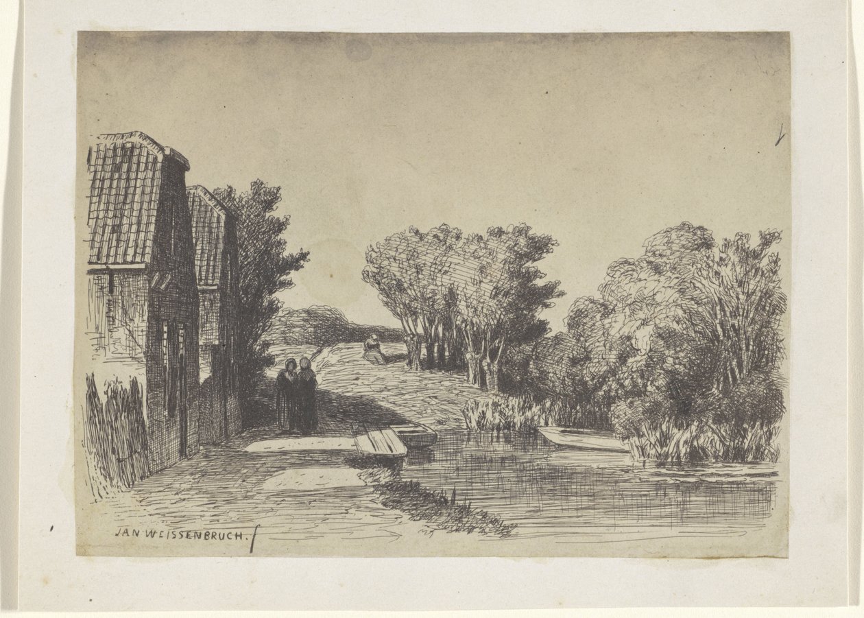 Two Houses by the Water by Jan Weissenbruch