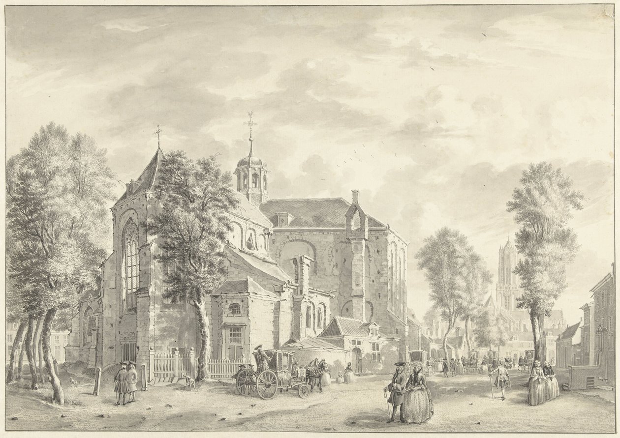 Pieterskerk in Utrecht with the Dom in the Background by Jan de Beijer