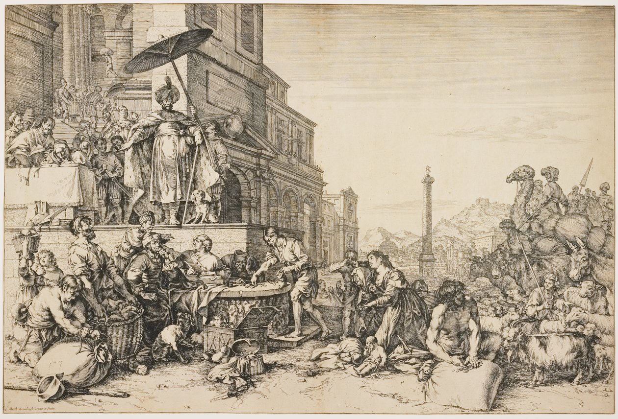 Joseph Distributing Grain in Egypt by Jan de Bisschop