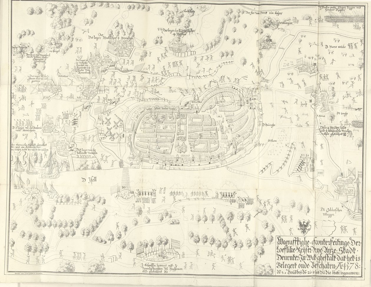 Siege and Capture of Deventer, 1578 by Jan de Lange (II) (signed by artist)