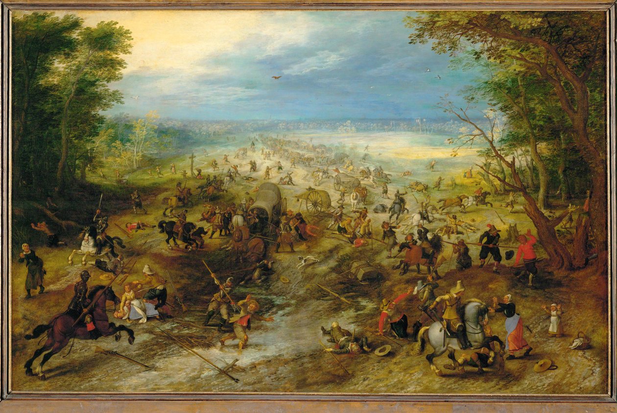 Bandits Attacking a Convoy of Horse Drawn Carts by Jan the Elder Brueghel
