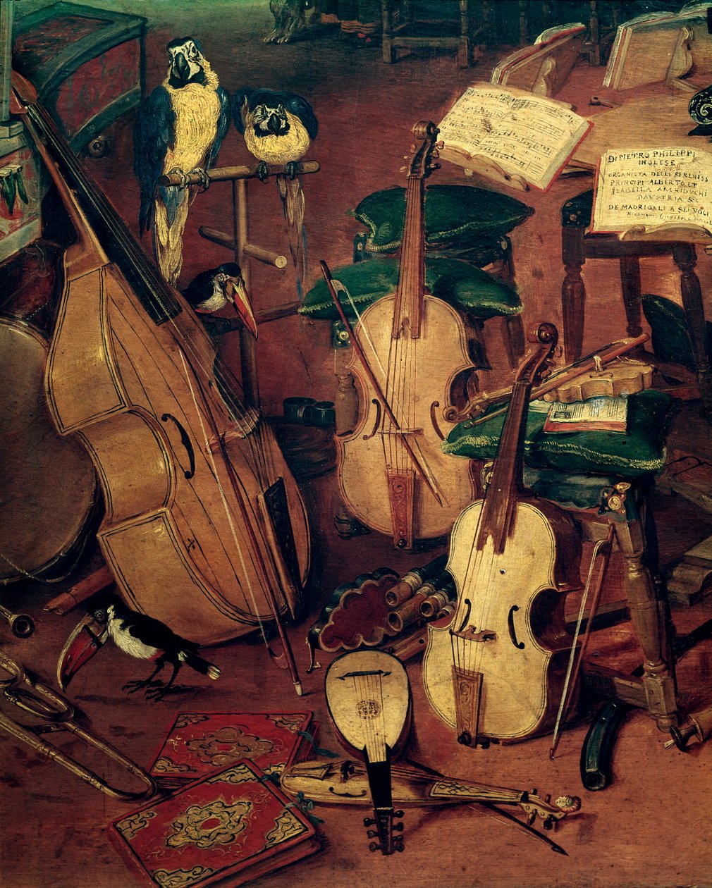 Strings and parrots (detail) by Jan the Elder Brueghel