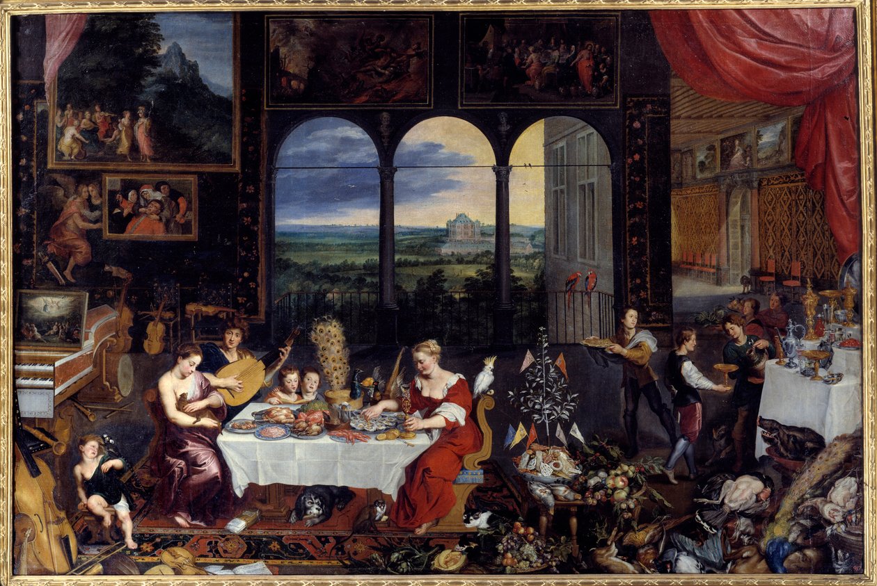 The taste, the hearing and the touch. Allegory of the five senses by Jan the Elder Brueghel