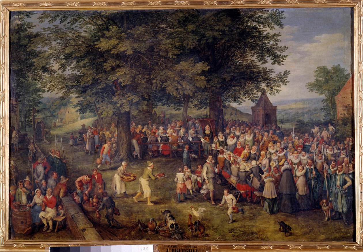 Wedding Banquet Scene in a Village by Jan the Elder Brueghel