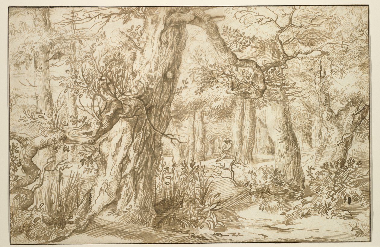 Forest Interior with Draftsman by Jan the Elder Lievens